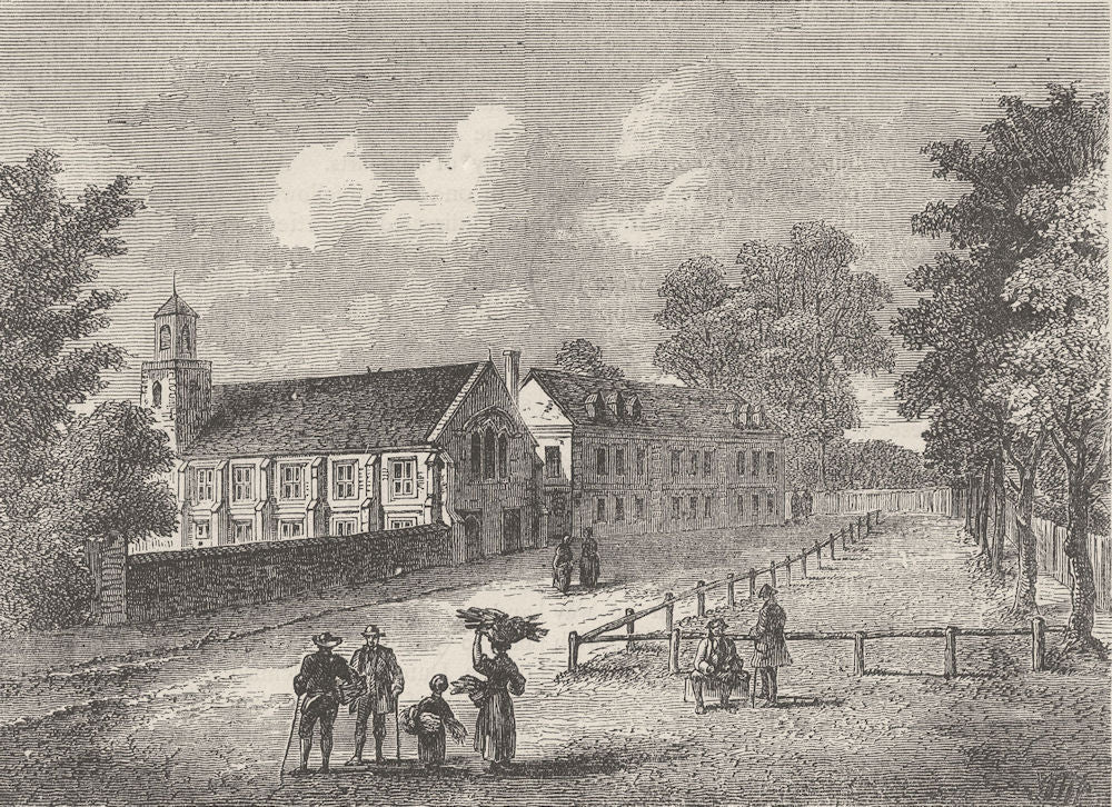DULWICH. Dulwich College in 1750. London c1880 old antique print picture